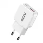Gizzu 2 prievadų 20W GaN sieninis įkroviklis USB-C PD 3.0 + USB-A QC 3.0 greito įkrovimo adapteris - baltas