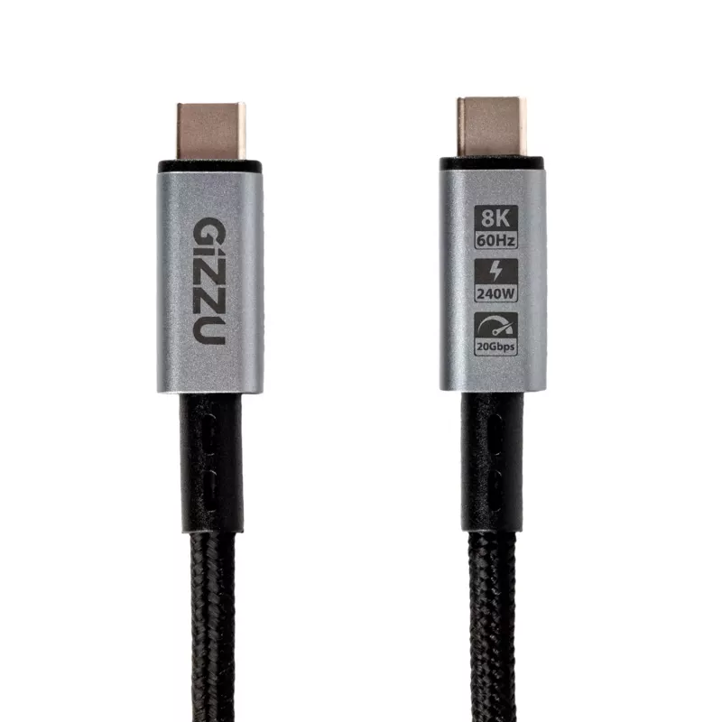 GIZZU 240W 20Gbps USB-C į USB-C laidas 2m juodas