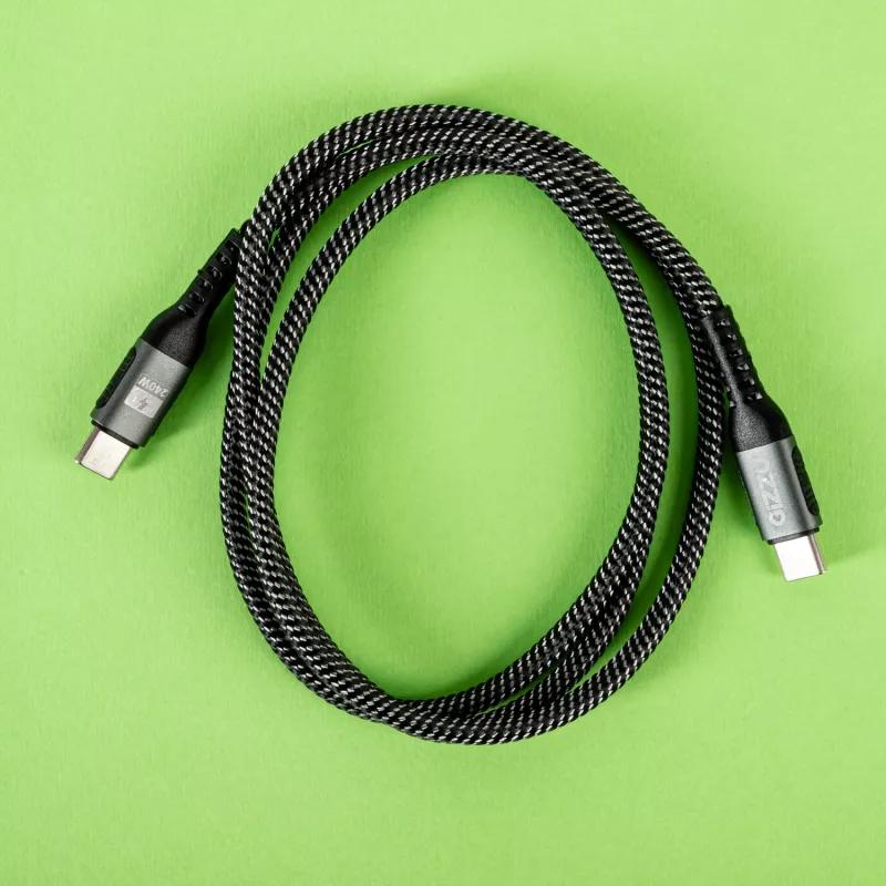 GIZZU 240W 480Mbps USB-C į USB-C pintas kabelis 1m juodas