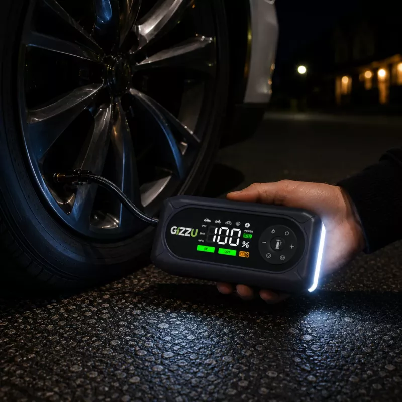 Gizzu 4-in-1 starteris ir oro kompresorius