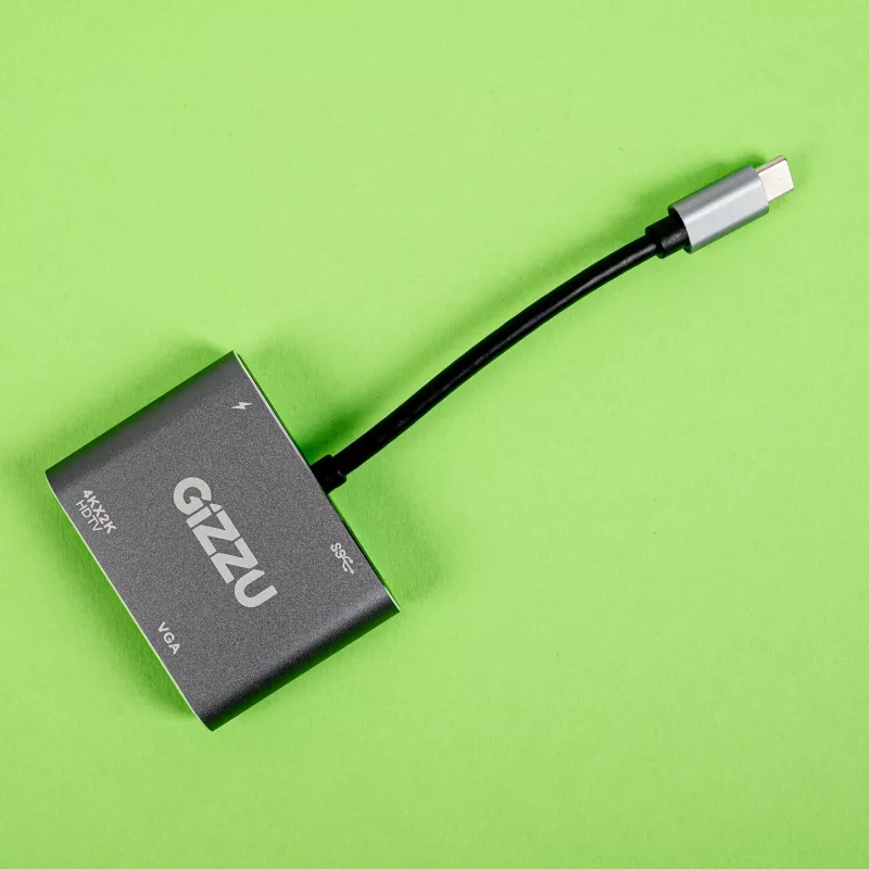 Gizzu 4-in-1 Type-C į HDMI/VGA/USB3.0 šakotuvas