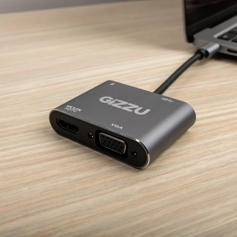 Gizzu 4-in-1 Type-C į HDMI/VGA/USB3.0 šakotuvas