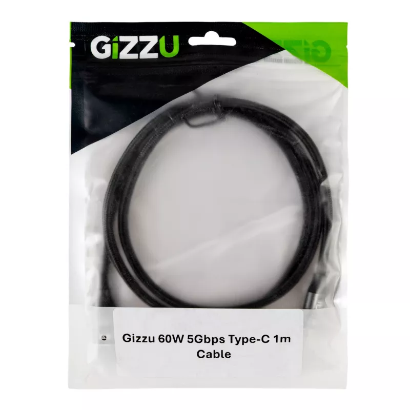 GIZZU 60W 5Gbps USB-C į USB-C laidas 2m juodas