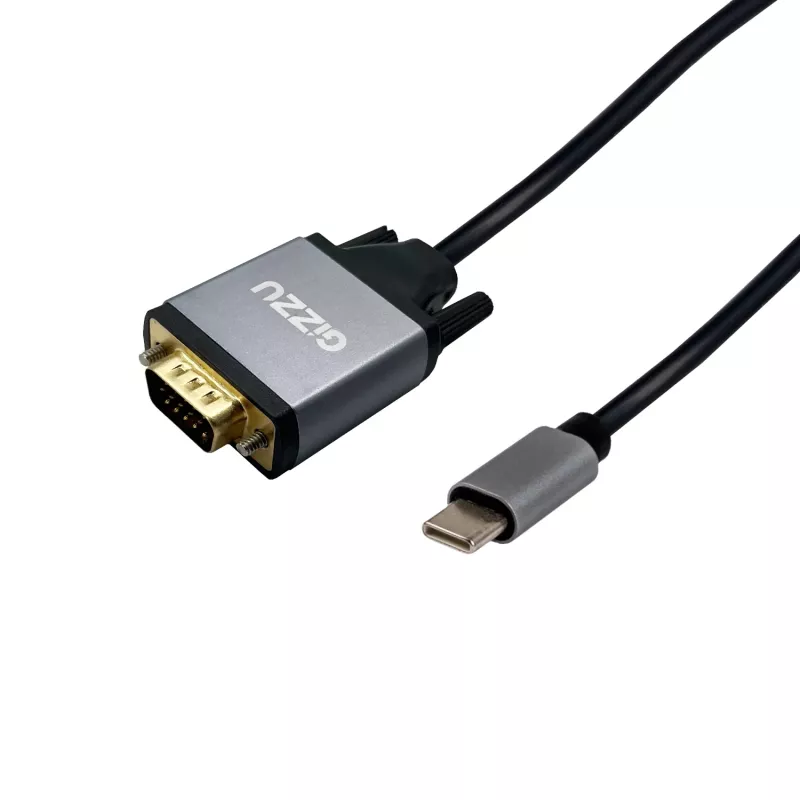 Gizzu Full HD USB-C į VGA adapterio kabelis 1,8 m juodas