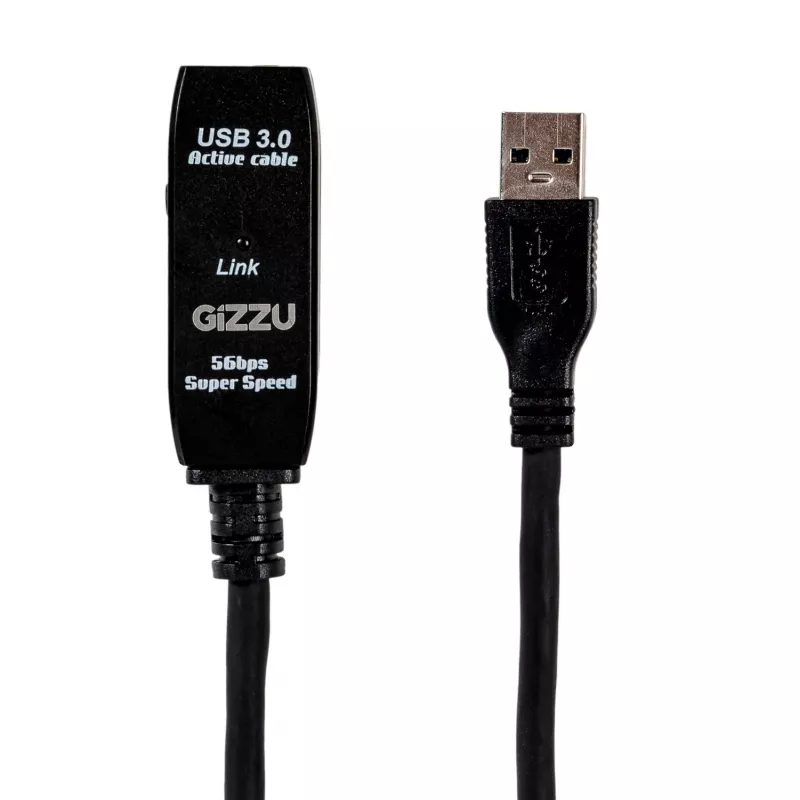 Gizzu USB 3.0 aktyvus prailginimo kabelis 5m - juoda