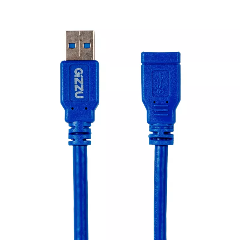 Gizzu USB 3.0 ilginimo laidas 2m – 5Gbps, vyriškas į moterišką, juodas