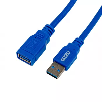 Gizzu USB 3.0 ilginimo laidas 2m – 5Gbps, vyriškas į moterišką, juodas