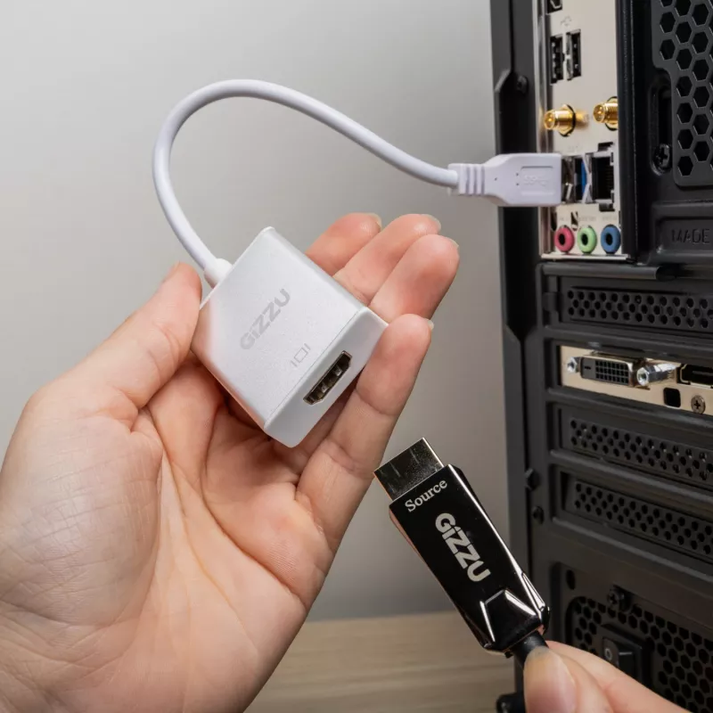 Gizzu USB 3.0 į HDMI adapteris - Full HD 1080p vaizdo išvestis, juoda