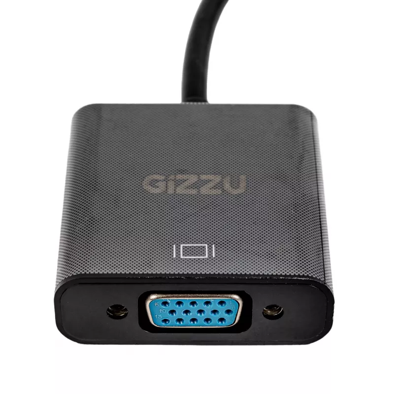 Gizzu USB 3.0 į VGA adapteris – Full HD 1080p išorinis vaizdo keitiklis, USB-A kištukas į VGA lizdą, maitinamas iš USB, juodos spalvos
