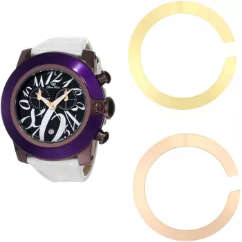 GLAM ROCK Women's Watch GR32112 (44mm) - Swiss Quartz, White Ceramic Bezel, Silicone Strap