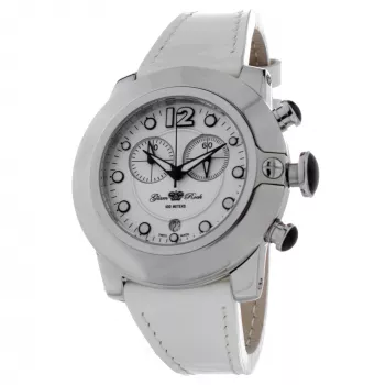 GLAM ROCK Moteriškas Laikrodis GR32153 44mm Šveicariškas Kvarcinis Baltas Perlamutrinis Ciferblatas Baltas Odinis Dirželis