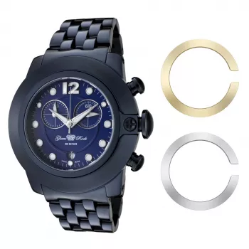 GLAM ROCK Moteriškas Laikrodis GR32161 (44mm) - Baltas Keraminis Šveicariškas Kvarcas