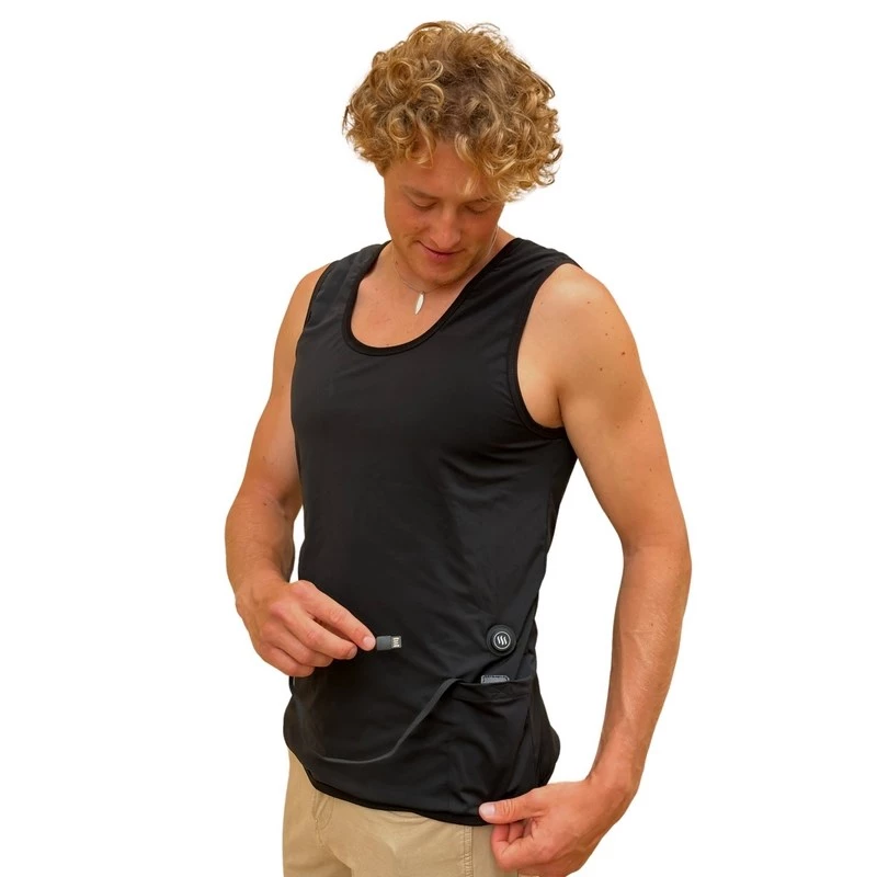 GLOVII GV2XL Šildomas Liemenė - Unisex, Elastinga, USB Maitinimas, 5 Šildymo Zonos, 3 Šilumos Lygiai, Juoda, S-2XL