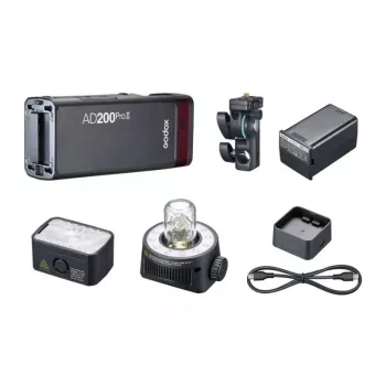 Godox AD200Pro II Pocket Flash rinkinys su plika lempute ir Fresnel galvute, 200Ws, TTL/HSS, 2.4GHz X sistema