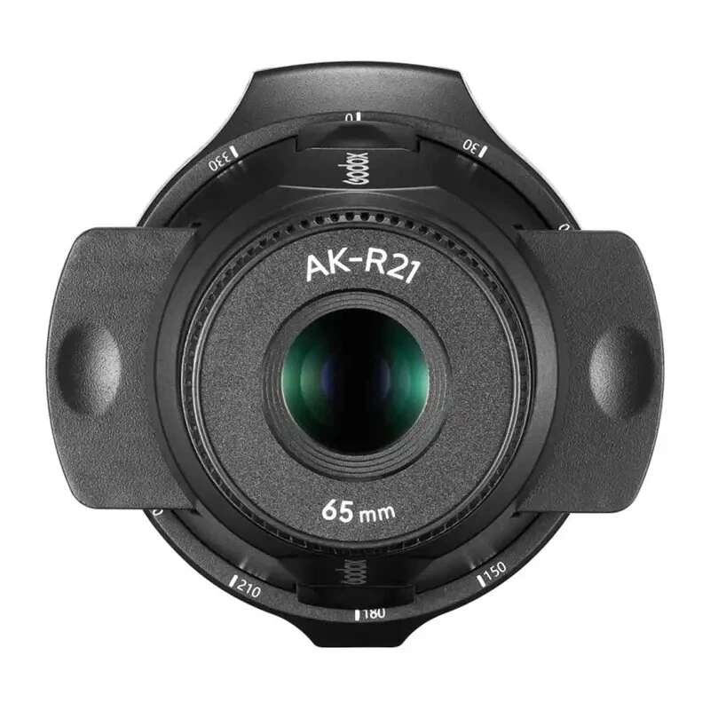 GODOX AK-R21 projekcinis priedas apvaliagalvėms blykstėms su 65 mm objektyvu, 8 gobo, spalvų filtrais, magnetiniu tvirtinimu