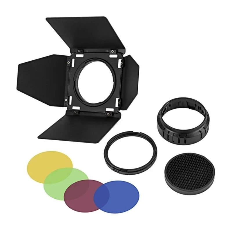 GODOX BD-10 AD300PRO blykstės galvutės žaliuzių rinkinys su 4 spalvų filtrais, magnetiniu tvirtinimu, aliuminio lydinys
