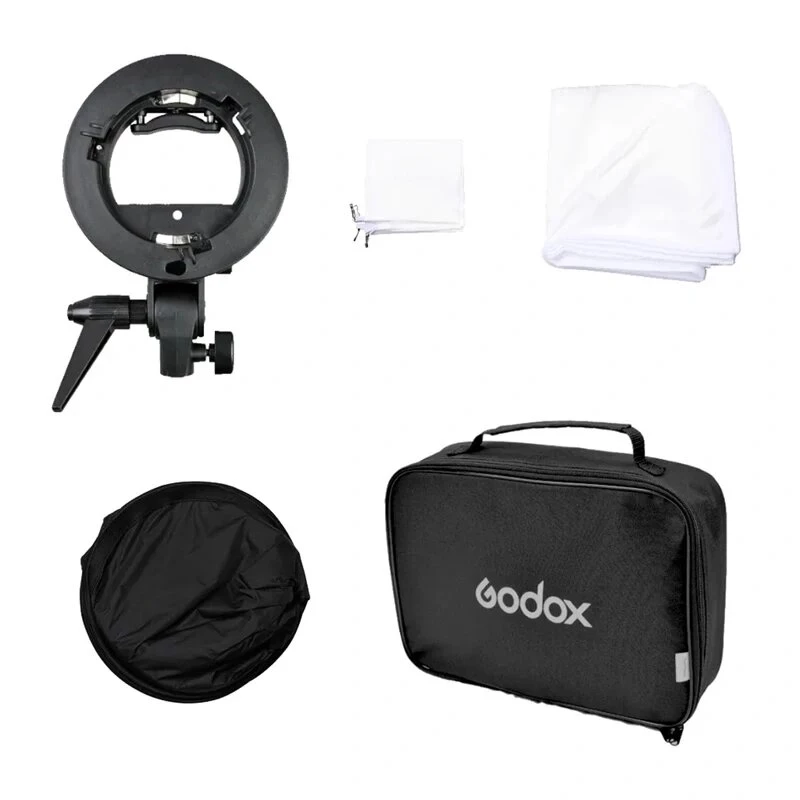 Godox SFUV6060 S tipo speedlite laikiklis su 60x60cm softbox ir nešiojimo krepšio rinkiniu