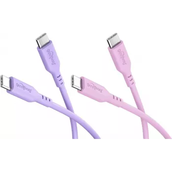 Goobay Berry Swirl rinkinys 2x USB-C silikoninis kabelis, 1,5 m, violetinės ir rožinės spalvos 81273