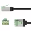 Goobay CAT 8.1 itin lankstus plonas U/FTP tinklo kabelis, RJ45, juodas, 0,5 m, 40 Gbit/s 74356