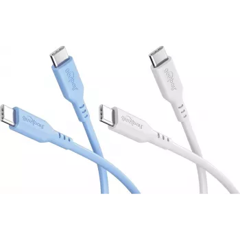 Goobay Ice Breeze rinkinys 2x USB-C silikoninis kabelis, 1,5 m, mėlynas ir baltas (81257)