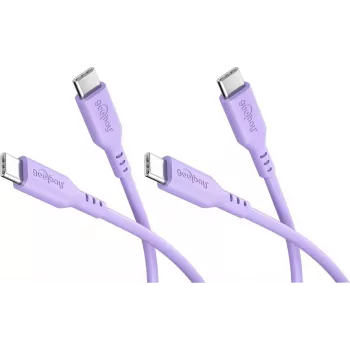 Goobay rinkinys 2x USB-C silikoninis kabelis, 1,5 m, violetinė (81249)