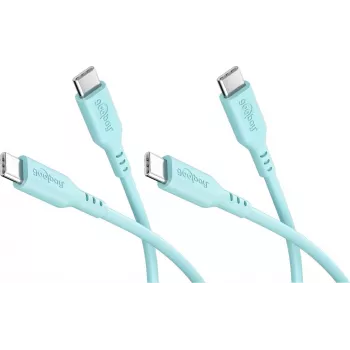 Goobay rinkinys 2x USB-C silikoninis kabelis, 1,5 m, turkio spalvos (81248)