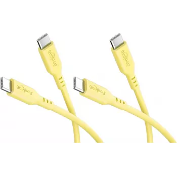 Goobay rinkinys 2x USB-C silikoninis kabelis, 1,5 m, geltonas (81243)