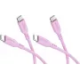 Goobay 2 vnt. USB-C į USB-C silikoniniai kabeliai, 1,5 m, rožinės spalvos (81251)