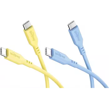 Goobay Sun & Sky rinkinys 2x USB-C silikoninis kabelis 1,5 m geltonas mėlynas 81274