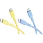 Goobay Sun & Sky rinkinys 2x USB-C silikoninis kabelis 1,5 m geltonas mėlynas 81274