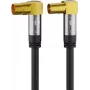 Goobay TV antenos kabelis 10 m, 4x ekranuotas, 135 dB, auksuoti kampuoti koaksialiniai jungtys, juodas 70475