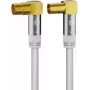 Goobay TV antenos kabelis (135 dB tip.), 4x ekranuotas, 1 m, baltas - auksu padengtas, 90° koaksialinis lizdas > 90° koaksialinis kištukas (70411)