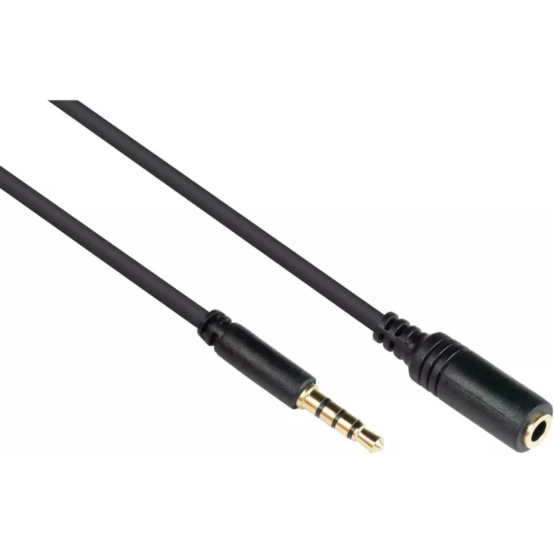 Good Connections 3,5 mm 4 polių TRRS garso prailginimo kabelis, vyriškas į moterišką, 1,5 m, juodas AS-35V4B15