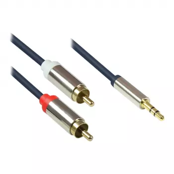 Good Connections Audio jungiamasis kabelis aukštos kokybės 3,5 mm lizdas į 2x RCA kištuką, pilnas metalinis korpusas, tamsiai mėlyna, 1,5 m