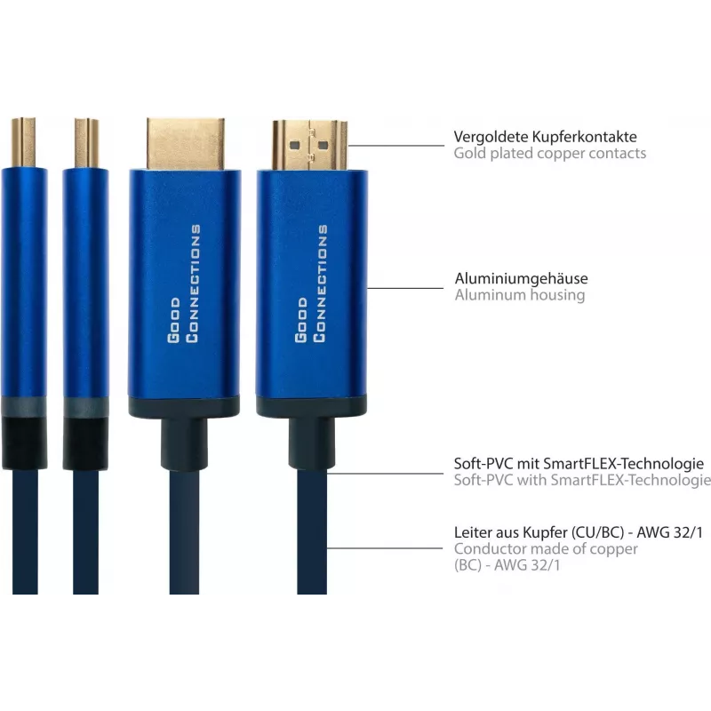 Good Connections GC 4520-CSF015B USB-C į HDMI adapterio laidas, 4K@60Hz, 1,5 m, juodas