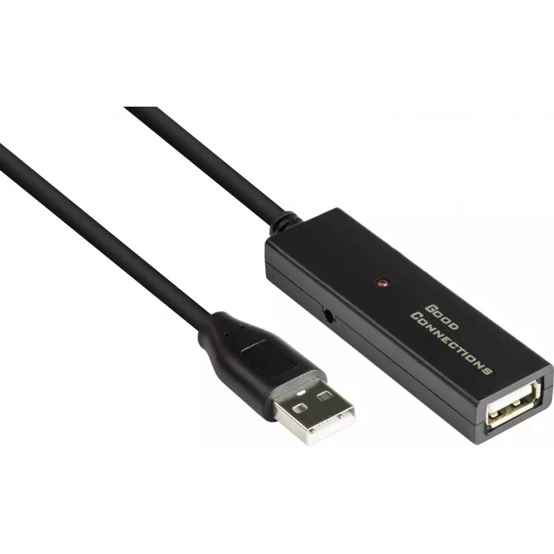 Good Connections GC-M0134 USB 2.0 ilginimo laidas 20 m juodas su signalo stiprintuvu