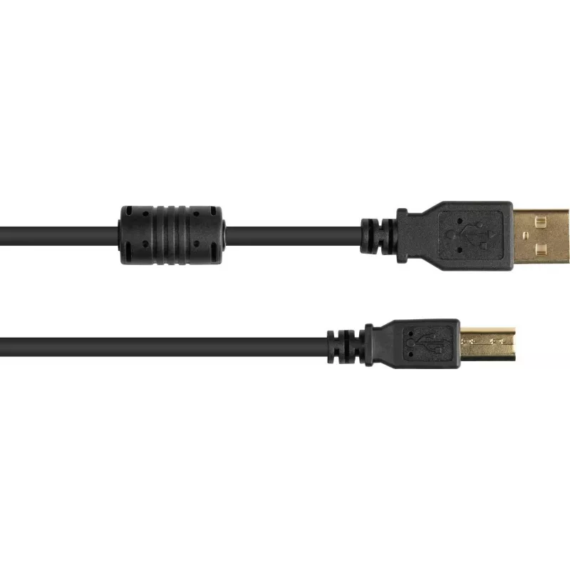 Good Connections USB 2.0 laidas A į B su ferito šerdimi, auksuotais kontaktais, juodas, 1 m