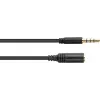 GoodConnections 3,5 mm 4 polių TRRS garso prailginimo kabelis, vyriškas į moterišką, 3 m, juodas AS-35V4B3