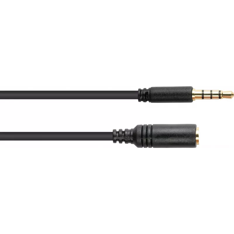 GoodConnections 3,5 mm 4 polių TRRS garso prailginimo kabelis, vyriškas į moterišką, 3 m, juodas AS-35V4B3