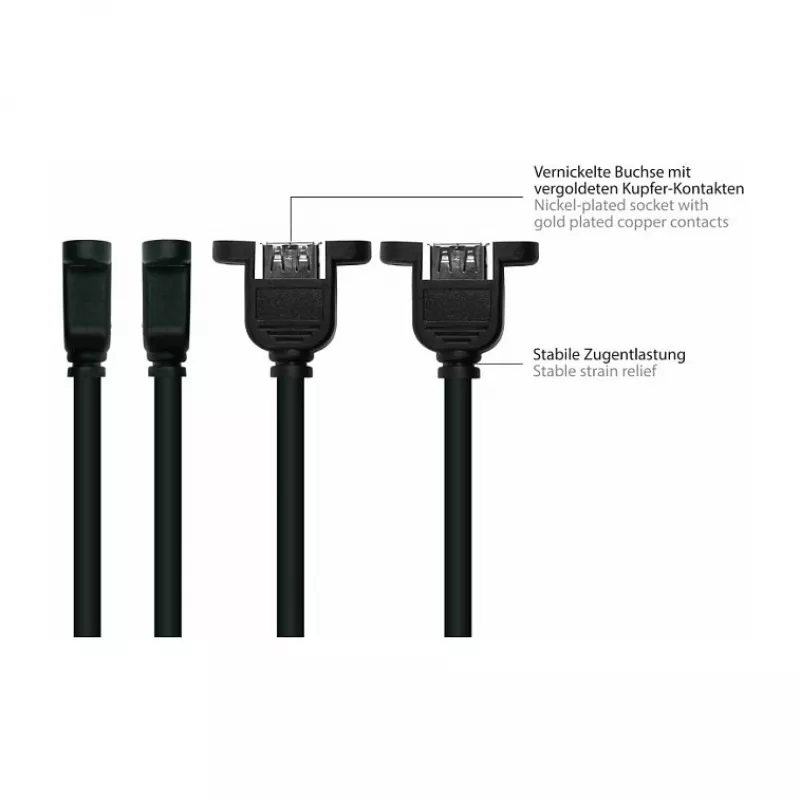 GoodConnections Alcasa UK20P-AEA-020S USB 2.0 ilginamasis laidas, USB-A kištukas į USB-A lizdą, 2 m, juodas