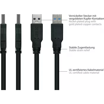 GoodConnections Alcasa UK30P-AMB-005S USB 3.2 Gen 1 laidas, USB-A į Micro-B, 0,5 m, juodas