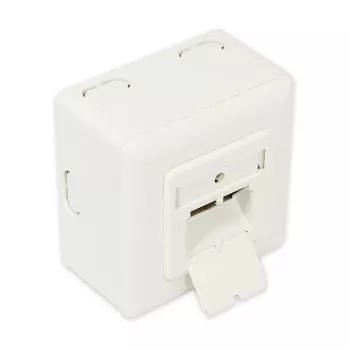 GoodConnections Cat.6 tinklo sieninis lizdas, 2xRJ45, ekranuotas, paviršinis montavimas, perlamutrinė balta RAL1013, GC-N0027