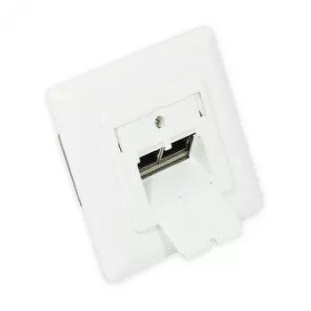 GoodConnections Cat.6A tinklo sieninis lizdas 2xRJ45 ekranuotas, įleidžiamas, vertikalus kabelio įvadas, signalinė balta RAL9003