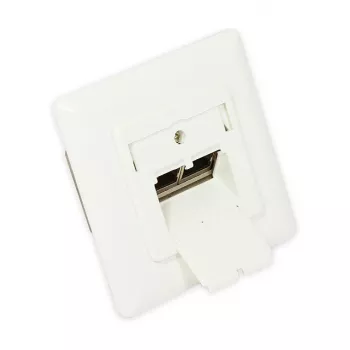 GoodConnections Cat.6A tinklo sieninis lizdas, 2xRJ45, ekranuotas, įleidžiamas, dizainui pritaikytas, vertikalus kabelio įvadas, perlų baltumo RAL1013 (GC-N0021)