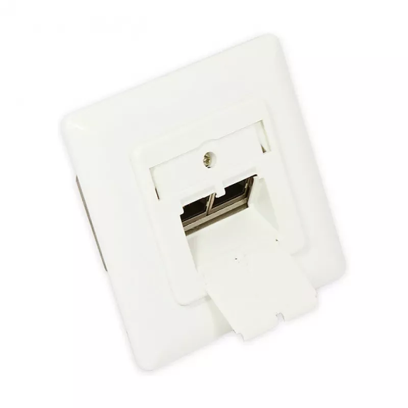 GoodConnections Cat.6A tinklo sieninis lizdas, 2xRJ45, ekranuotas, įleidžiamas, dizainui pritaikytas, vertikalus kabelio įvadas, perlų baltumo RAL1013 (GC-N0021)