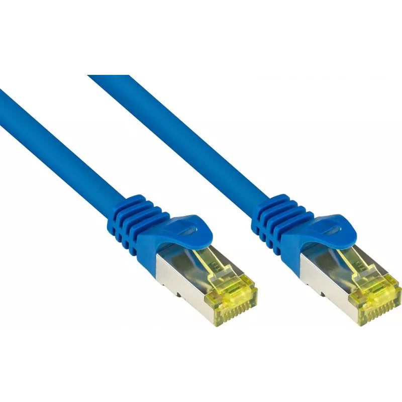 GoodConnections Cat.7 S/FTP RJ45 tinklo kabelis, 15 m, mėlynas, be halogenų, 600 MHz, su fiksatoriaus apsauga 8070R-150B
