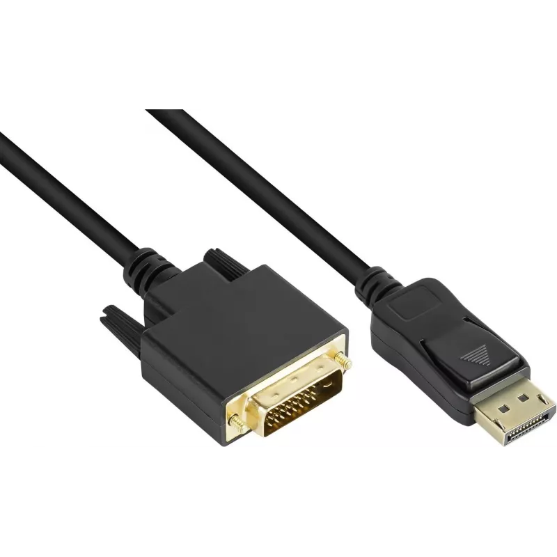 GoodConnections DisplayPort į DVI-D 24+1 jungiamasis kabelis - 24K auksu dengti kontaktai - OFC - Juoda - 5m