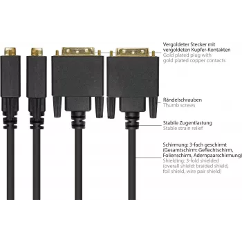 GoodConnections DisplayPort į DVI-D 24+1 jungiamasis kabelis - 24K auksu dengti kontaktai - OFC - Juoda - 5m