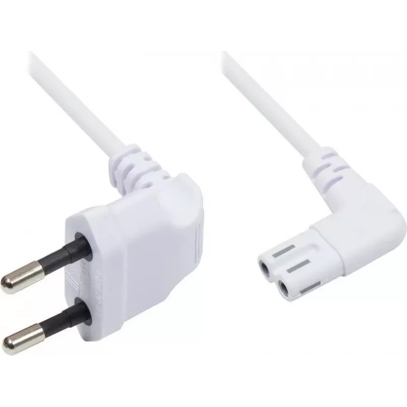 GoodConnections Euro maitinimo kabelis, Europlug į IEC C7 Figure-8, abu jungtys 90° kampu, baltas, 1,5 m (1550-ZW015W)