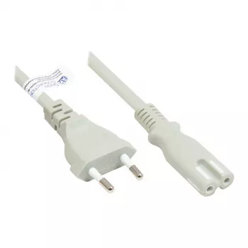 GoodConnections Euro Power Cable Europlug Type C (Straight) to C7/Euro 8 Socket (Straight), Grey, 0.75 mm², 5 m, Good Connections® (P0370-GR050)